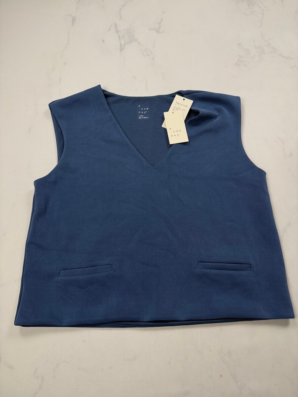 A New Day Blue Vest Navy Modern Classic Minimalist - Womens Large